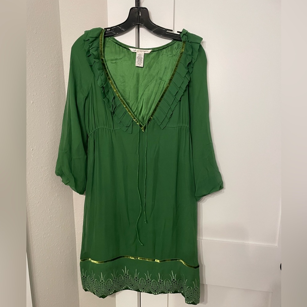 Diane Von Furstenberg 100% Silk Green Dress - Sz 6 - Picture 1 of 11